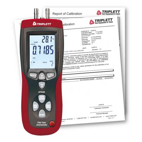 Triplett DPR400-NIST Differential Pressure, Airflow and Pitot Tube Meter