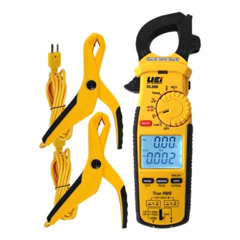 UEi DL589COMBO TRMS Clamp Meter w/DC Amps, Differential Temperature, AMH3 Magnet w/2 ATTPC4