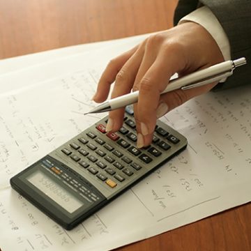hand with calculator